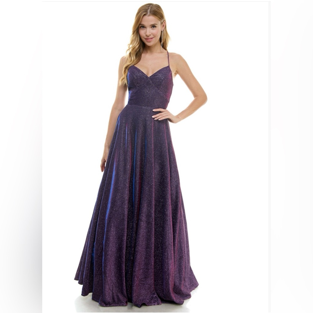 City Studio Glittering Purple B-Neck Ballgown